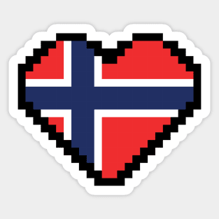 Norway Flag Pixel Art, Norwegian Flag  pixel art Sticker